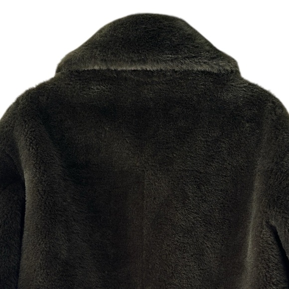 ZARA | NWOT FAUX FUR JACKET ZW COLLECTION DARK GREEN KHAKI TEDDY COAT | EXTRA SM - Picture 11 of 12